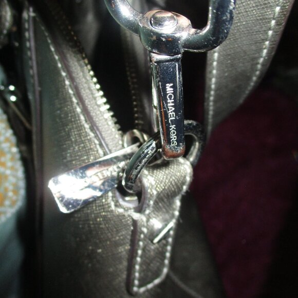 Michael Kors Ciara metallic silver Nickel  large satchel & wallet - Picture 9 of 15